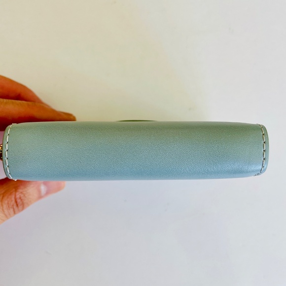 Trussardi Greyhound Logo Light Blue Leather Compact Zip Wallet with Box - Picture 12 of 15